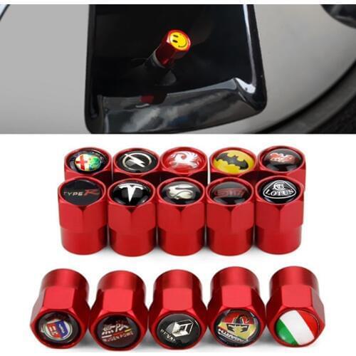 4pcs Metal Wheel Tire Red Valve Caps case For Renault Toyota Vw Ford Skoda Mazda Opel Lada Chevrolet Audi Bmw car Accessories