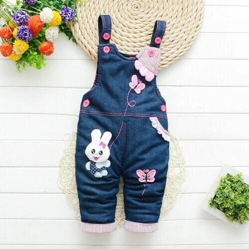 Baby Girl Overalls Spring Infant Cotton Jeans Rabbit Rompers Bebe Cartoon Clothes Kids Clothing Toddler Denim Pants jumpsuit