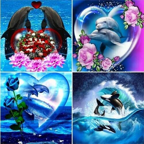 Evershine Cross Stitch Diamond Painting Dolphin Full Square Round Diamond Embroidery Animal DIY Rhinestones Pictures Handicrafts