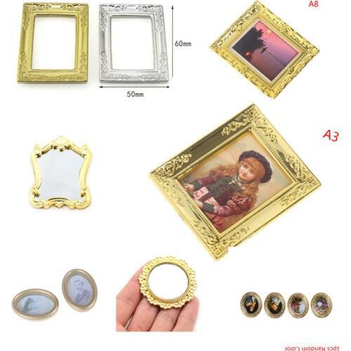 Photos Painting Mural Wall Picture for 1:12 Dollhouse Miniature Miniaturas Casa Home decor kid toy 1/12 Scale Doll house Frame