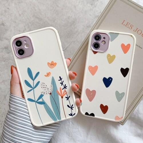 Gimfun Cute Love Heart Flowers Phone Cases for iPhone 11 12 Mini Pro Max XS Max X XR 7 8 Plus Soft TPU Shockproof Back Cover
