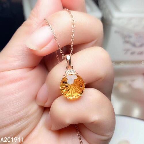 KJJEAXCMY boutique jewelry 925 sterling silver inlaid Citrine necklace popular Womens pendant popular exquisite