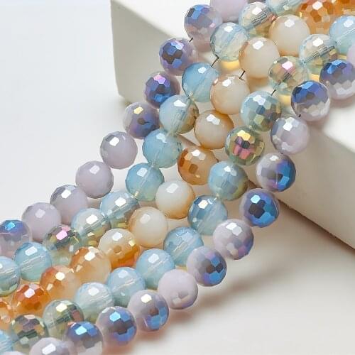 96 Faceted Football Austrian Crystal Glass Beads 6/8/10mm Plated Color Round Loose Bead Jewelry Bracelet Accessories Making DIY