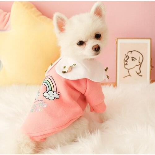 Hot Sale Cute Pet Lapel Clothes For Small Dogs Cats Puppy Rainbow Cloud Letter Printing Shirt Coat Spring Autumn Shirt Wholesale