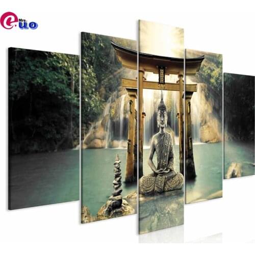 Meditating Buddha -5D Diy Diamond Painting Cross Stitch Kit Diamond Mosaic Embroidery Multi-Picture 3D Painting Round Square