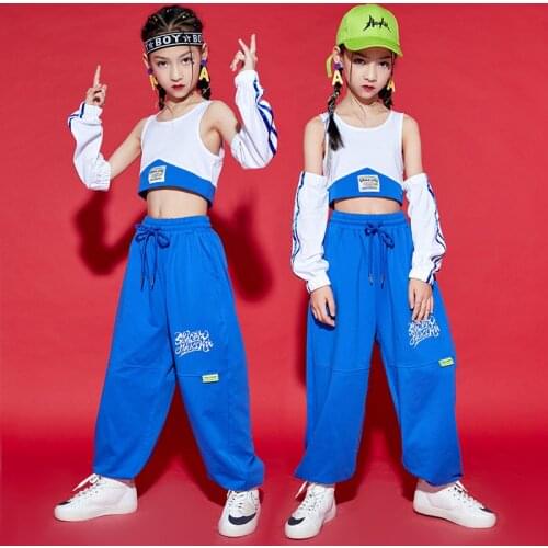 Fashion Hip Hop Dance Clothes For Kids Children Crop Tops Hiphop Pants Streetwear Girls Jazz Stage Performance Costumes DN9326