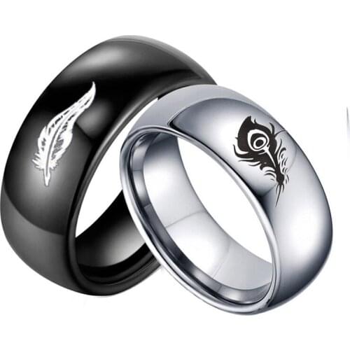 Fashion LOL Game Lovers Ring Rakan and Xayah Couple Rings Titanium SteelStainless Steel Feather Ring Valentines Day Gift Ring