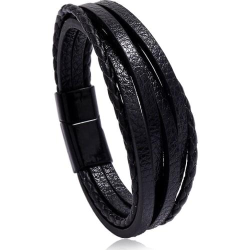 Modyle Genuine Leather Bracelets Men Punk Vintage Multilayer Braided Rope Bracelets for Male Female Bracelets Jewelry