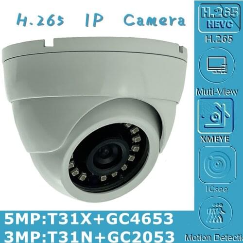 3/5MP IP Ceiling Metal Dome Camera T31N+GC2053 2304*1296 T31X+GC4653 2592*1904 Onvif Motion Detection NightVision IRC Raidator