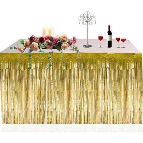 Fringe Tassel Table Skirt Foil Summer Beach Party Metallic Tinsel Decoration