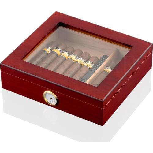 GALINER Luxury Cigar Humidor Portable Travel Cigar Box Cedar Wood Leather Humidor Box For Cohiba Cigars W/ Hygrometer Humidifier