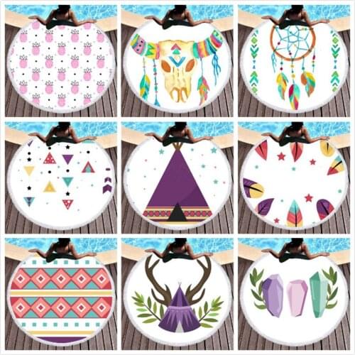 Feather wreath series Large Size Beach Towels Mat Sand-free Beach Blanket Sand Proof Beach Swimming Pool Mat