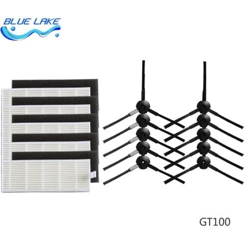 Compatible with Dibea GT100 sweeper accessories , 5 pairs side brushes/ 5 Pairs HEPA filter, vacuum cleaning robots parts
