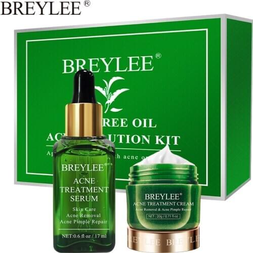BREYLEE Acne Treatment Serum 17Ml Acne Treatment Cream 20G Spot Pimple Removal Essence Acne Treatment Kit Tea Tree Oil Skin Care