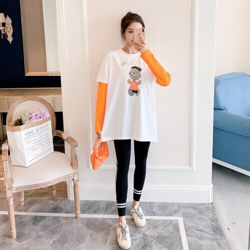 9687# Maternity Clothes Spring Autumn Cotton Cartoon Printed Pregnant Women Suit Clothes for Pregnant Women Pants Suit