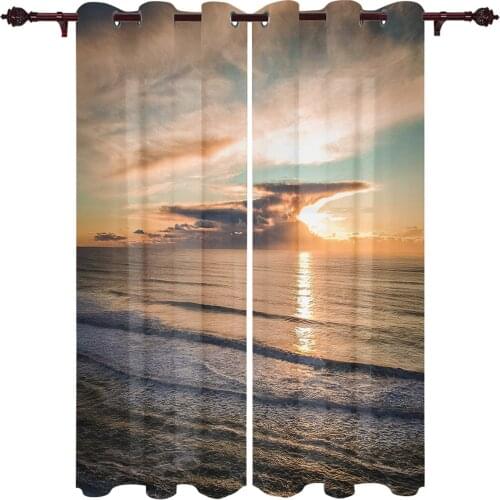 Patio Curtain Sea Sky Sunrise Indoor Living Room Bedroom Kitchen Outdoor Drape For Porch Gazebo Pergola Canopy Beach