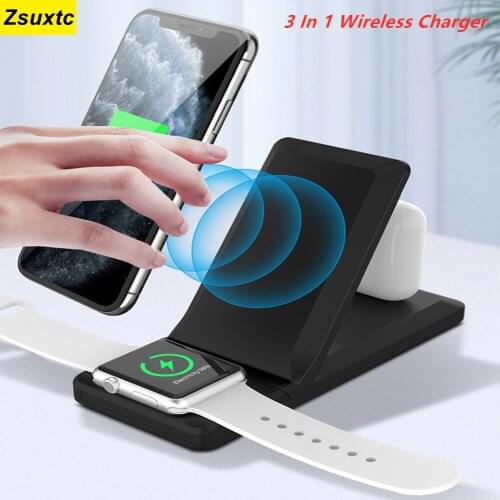 Foldable 15 W Fast Charger Wireless Charger For iPhone 12 for Samsung For Apple IWatch 5 4 3 For Airpods Pro Charger Stand