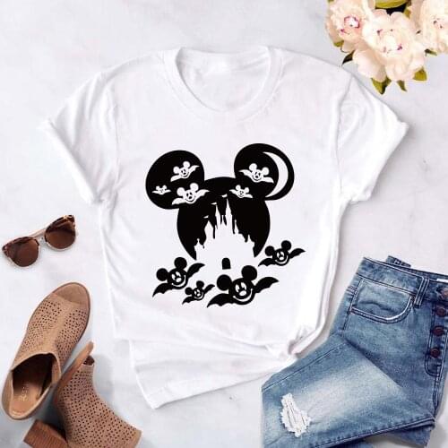 Mickey Mouse Head Bat Women T Shirt Cartoon Tshirt Harajuku 90s Female Short Sleeve T-shirt Summer Clothes