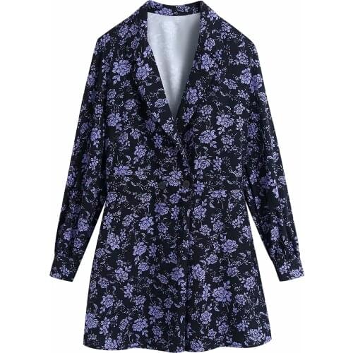 ZA Women New Spring Sexy V-Neck Retro Printing Long Sleeve Shorts Romper Bodycon Trousers XITIMEAO