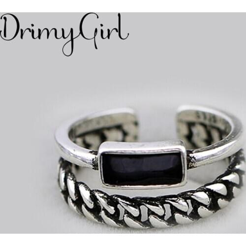 Luxury Brand Black Chains Rings For Women Wedding Statement Jewelry Valentines Gifts Lover Finger Ring 2021