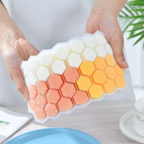 1PC Silicone Ice Maker Form For Ice Cake Pudding Chocolate Molds Honeycomb Shape Ice 37 Cubes Ice Trays Mould Kitchen Supplies