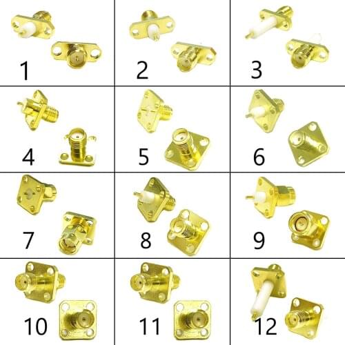 1PC SMA male/ female RF Coax connector panel mount flange chassis solder post wire terminal adapter goldplated wholesale price