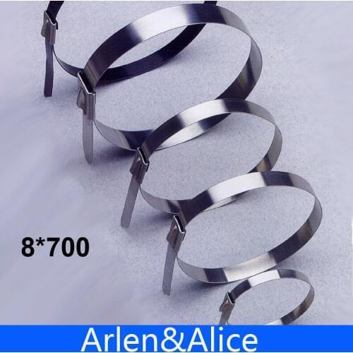 100pcs 8mmx700mm STAINLESS STEEL ZIP CABLE TIES LOCK TIE WRAP 8*700