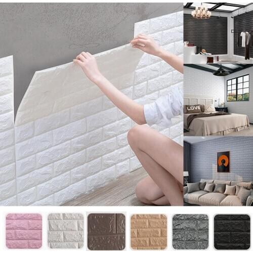 12 Sheet DIY 3D Wall Stickers Self Adhesive Foam Brick Room Decor Wallpaper Wall Decor Living Wall Sticker For Kids Room