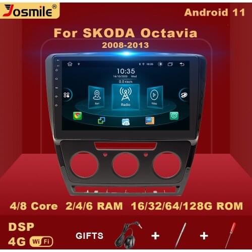 2 Din Android 11 Car Multimedia Player For SKODA Octavia 2 2008-2013 A5 Radio Video Audio Navigation AI Voice Control Carplay 4G