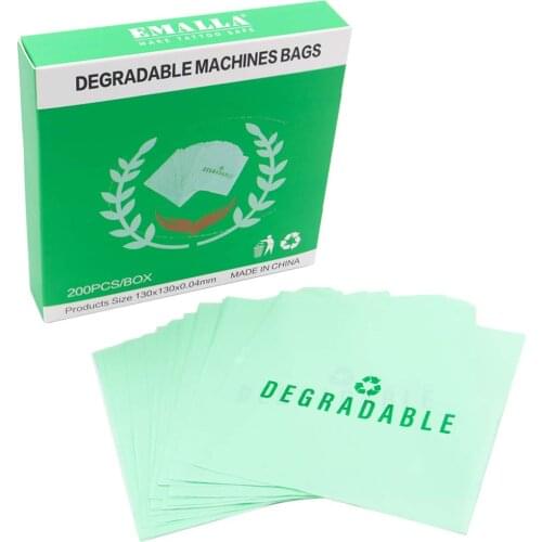 200Pcs Biodegradable Tattoo Machine Bags Sleeves ECO Tattoo Machine Bag Covers Tattoo Cord Sleeves for Tattoo Accessories