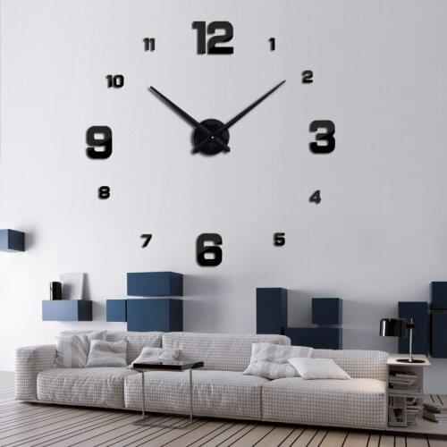 Acrylic Mirror Wall Stickers Home Decoration Modern European Style 3D Watch Reloj De Pared Living Room Kitchen Decor