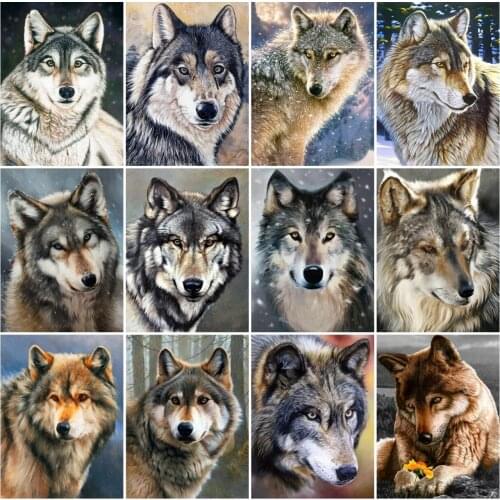 AZQSD Full Drill Diamond Painting Wolf Cross Stitch Rhinestones Diamond Embroidery Animal Mosaic Handmade Home Decor Gift