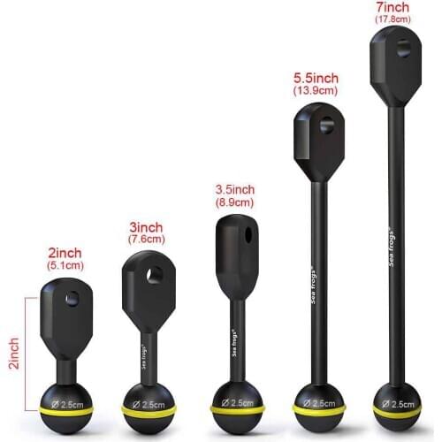 Aluminium 1"/25mm Ball and YS Head Adapter arm for Underwater Photography & Housing & flashlight