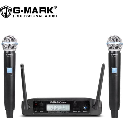 Wireless Microphone G-MARK GLXD4 Professional UHF Dual System SM58 Dynamic Handheld Mic DJ Speech Wedding Band Church Show Party
