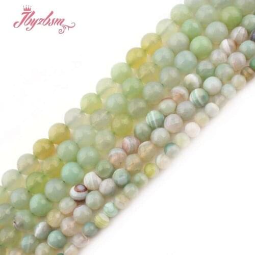 Natural Round Agates Beads Faceted Green Stone Beads For Jewelry Making DIY Necklace Bracelet Loose 6/8/10mm Strand 15"