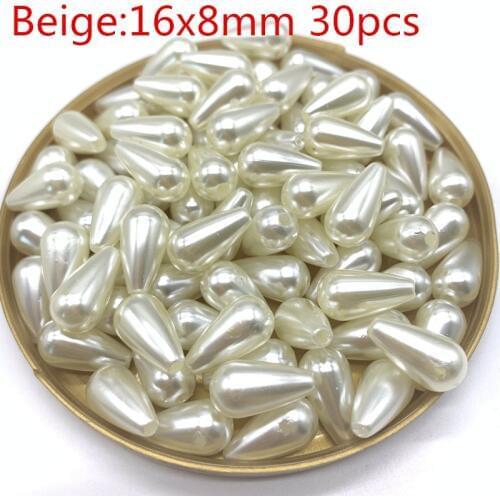 New 2 Colors Water Droplets Shape Imitation Pearls Straight Hole Beads DIY Bracelet Jewelry Accessories Making Wholesale