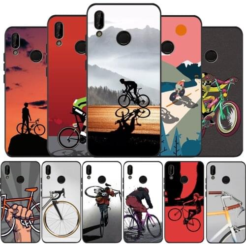 BIKE CYCLING art black soft Phone Case for huawei P40 P30 P20 P10 Pro lite P9 Lite nova 4E 6SE Psmart 2019 Y6 9 Prime