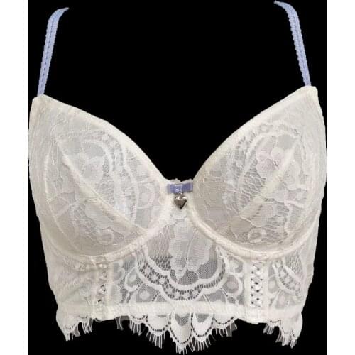 Floral Lace Eyelash Cross Strap Transparent Gauze Ultra Thin Underwire Sexy Women Bra Female Lingerie Fashion Underwear BRB073