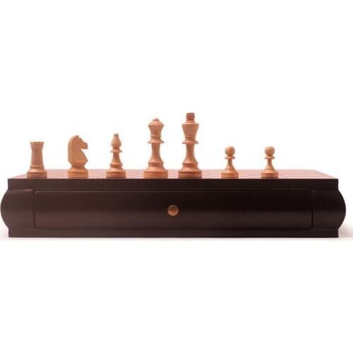 Wooden Chess Set Chessboard Storage Slots Gift for Beginner Friends
