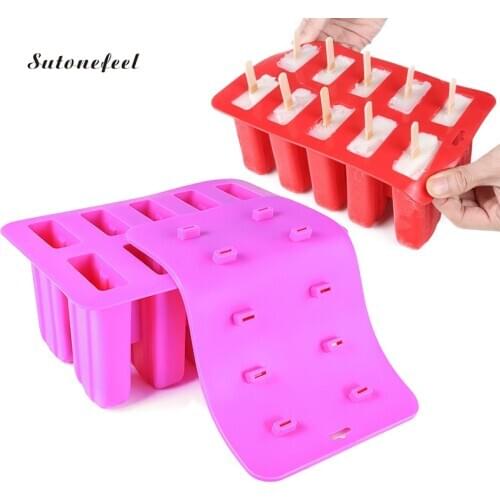 9/10/12 Holes Popsicle Silicone Mold Ice Cream Tray with Cover Ice Lolly Mold Ice Cube Maker with 100pcs Popsicle Sticks