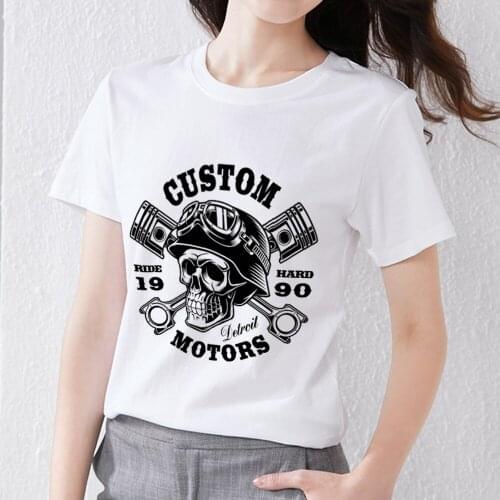 New Womens Summer Street T-shirt Fashion T-shirt Round Neck Ladies Gothic Casual Slim Demon Pirate Skull Print Short Sleeve Top