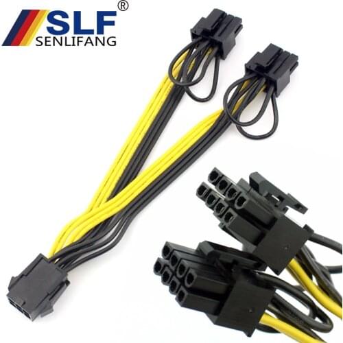 Graphics Video Card Power Supply Adapter Cables UL 18AWG Line 15cm PCI-E 6pin Female to Dual 8pin(6+2) Y-Splitter Cable