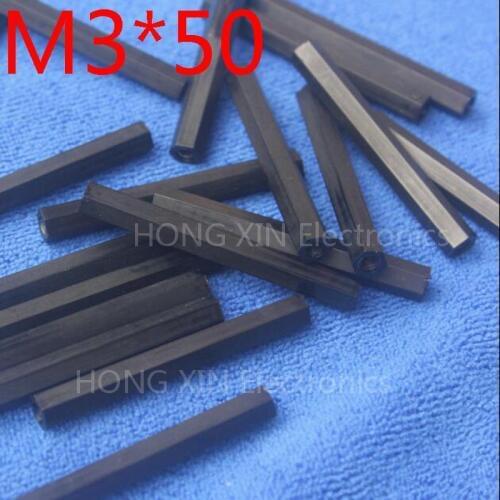 M3*50 black 1 pcs Nylon 50mm Hex Female-Female Standoff Spacer Threaded Hexagonal Spacer Plastic Standoff Spacer high-quality