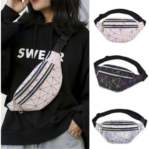 Multicolor Waist Bags Women Silver Fanny Pack Male Female Belt Bag Black Geometric Waist Packs Laser Chest Phone Pouch unisex