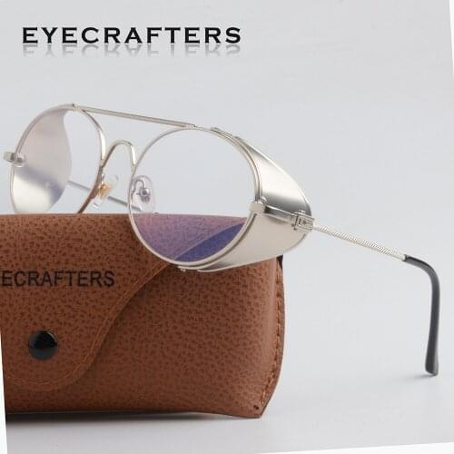 Fashion Mens Womens Round Fashion Retro Vintage Shield Eyewear Shades Ro Metal Punk Sunglasses Gothic Steampunk Sunglasses