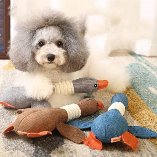 Cartoon Wild Goose Plush Dog Toys Resistance To Bite Squeaky Sound Pet Toy For Cleaning Teeth Puppy Dogs Chew Supplies