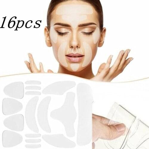 16pcs/Set Reusable Women Neck Face Forehead Cheek Chin Silicone Skin Care Moisturizing Sticker Set Wrinkle Remover Strips