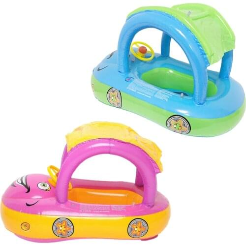 Inflatable Circle Baby Infant Float Pool Awning Shade Swimming Ring With Sunshade Floating Seat Summer Beach Party Pool Toys