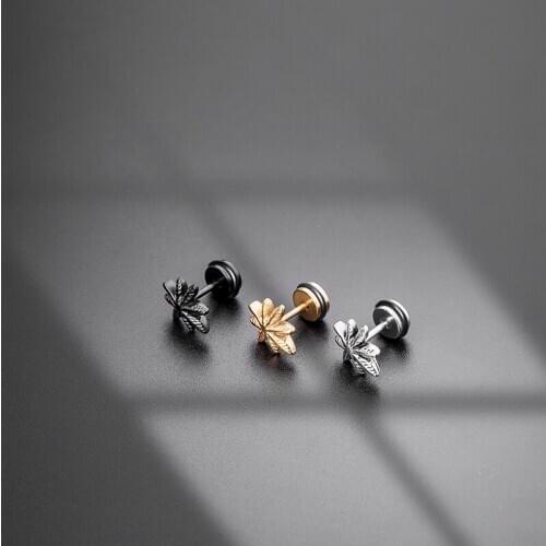 2021 New Trend Earrring Stud Eight Leaves Three Colors Stand for Lucky and Hopeful Stainless-Steel Simplicity Fashion Unisex