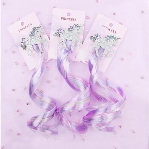 New Pigtails Hair Clip for Girls Shiny Glitter Unicorn Hairpins Children Kids Boutique Fashion Hair Accessories
